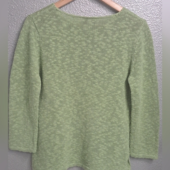 Sarah Arizona Linen Blend Lime Green Sweater Size M - Picture 9 of 9